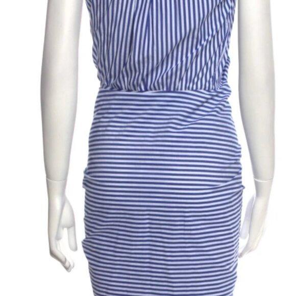NWOT Veronica Beard Ruched Shirt Dress in Blue & White Stripe XS $450 - Picture 4 of 13